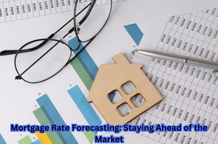 Image of a financial chart with the title "Mortgage Rate Forecasting" showcasing the key to staying ahead in the real estate market.